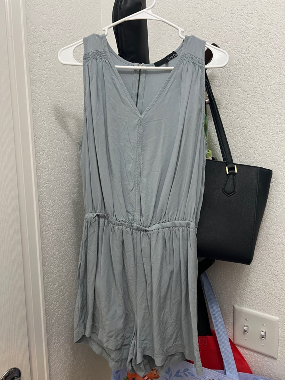 Ro & De Sleeveless V-Neck Romper Dress - Light Gray